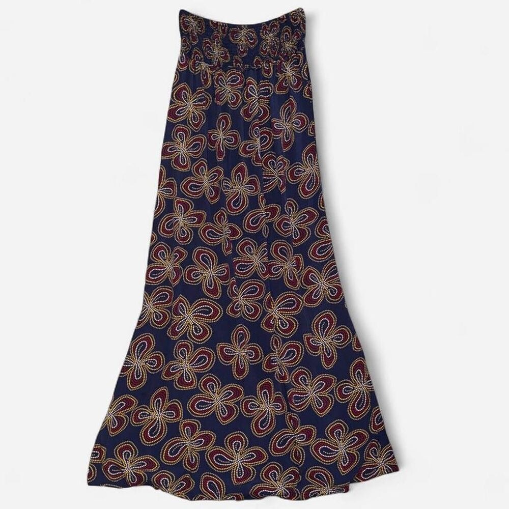 Charlotte Russe Navy Blue Strappless Tube Top Maxi Dress with Chest Ruching